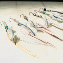 画像をギャラリービューアに読み込む, プレナイト★ダンガリーシャツの羽ピアス/イヤリング ー yuha. × Re Jewelry by Licht