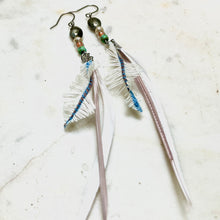 画像をギャラリービューアに読み込む, パイライト★ダンガリーシャツの羽ピアス/イヤリング ー yuha. × Re Jewelry by Licht
