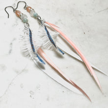 画像をギャラリービューアに読み込む, オレンジムーンストーン★ダンガリーシャツの羽ピアス/イヤリング ー yuha. × Re Jewelry by Licht