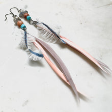 画像をギャラリービューアに読み込む, ラブラドライト★ダンガリーシャツの羽ピアス/イヤリング ー yuha. × Re Jewelry by Licht