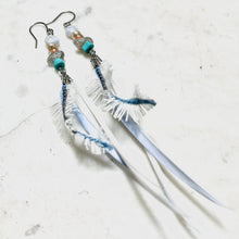 画像をギャラリービューアに読み込む, ブルーレースアゲート★ダンガリーシャツの羽ピアス/イヤリング ー yuha. × Re Jewelry by Licht