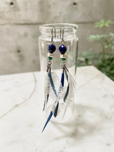 画像をギャラリービューアに読み込む, ”カツオブルー” かつお食堂★別注 ラピスラズリ&ダンガリーシャツの羽ピアス/イヤリング ー yuha. × Re Jewelry by Licht