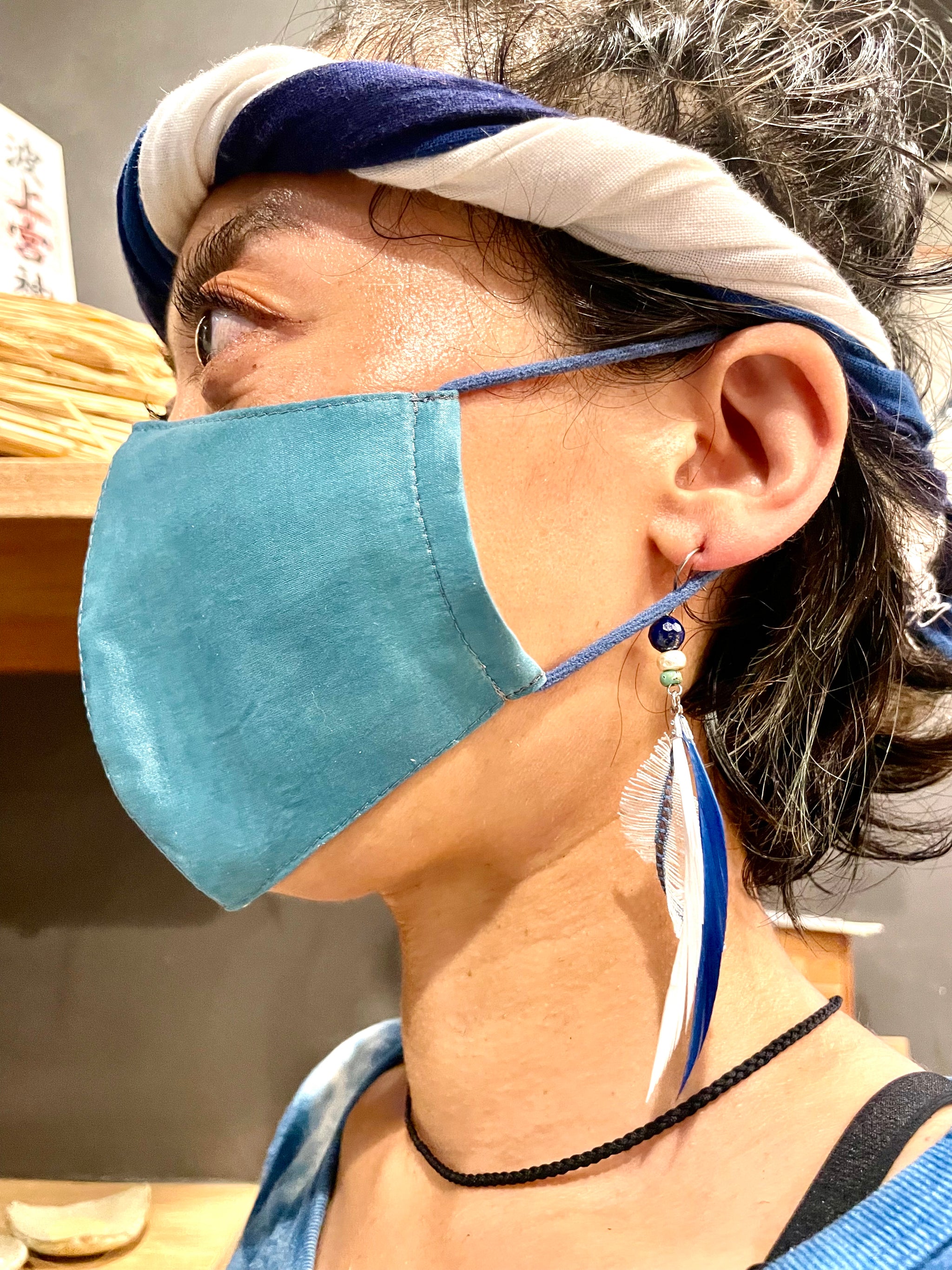 つっけぱなしOK ! 】 ラピスラズリフープピアス(2WAY